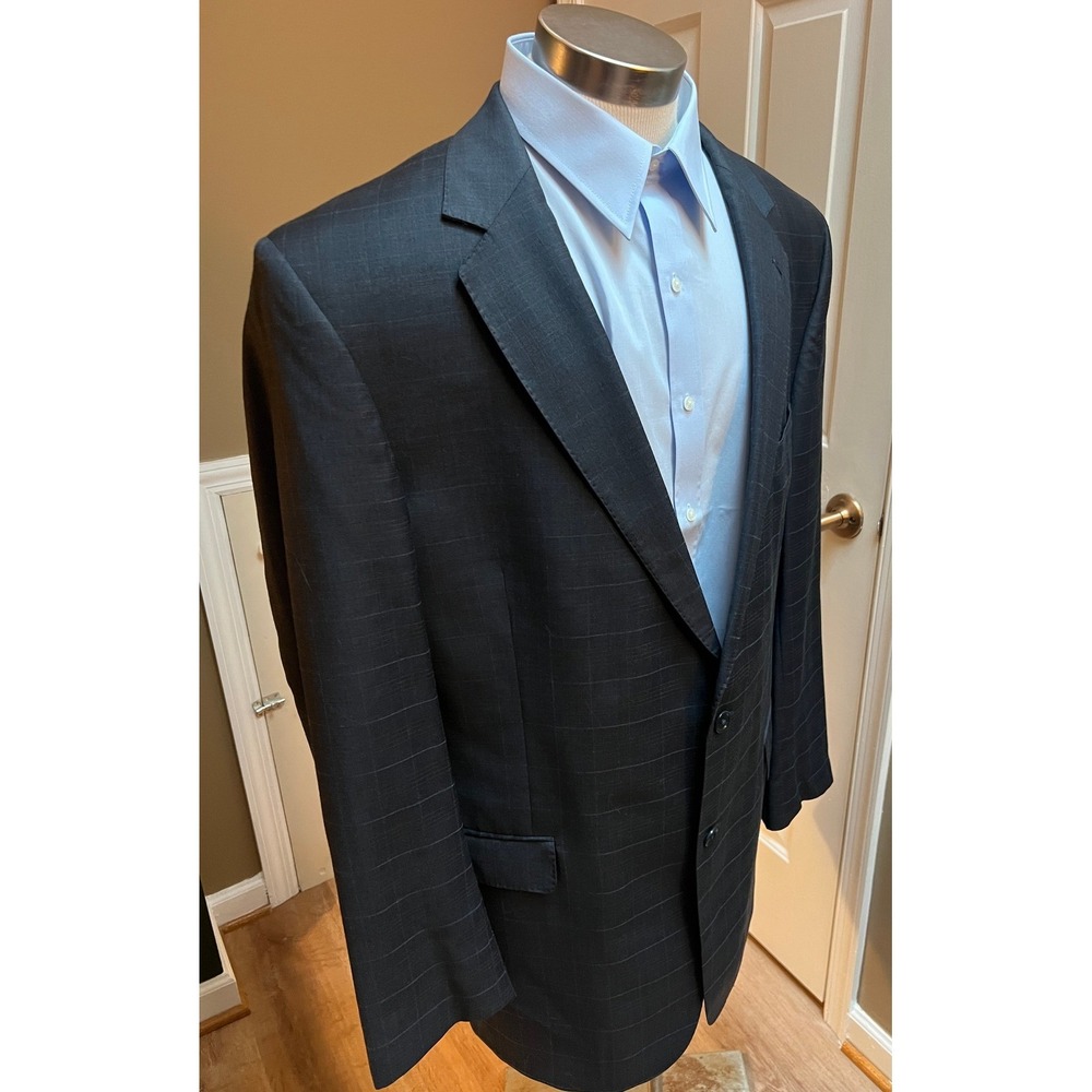 Jos. A.‎ Bank Signature Gold 46 XLG Men's Gray Plaid 100% Wool Suit Jacket